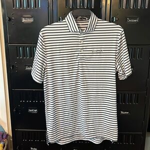 Men's Ralph Lauren Polo RLX Golf Blue Striped Shirt Size Medium
